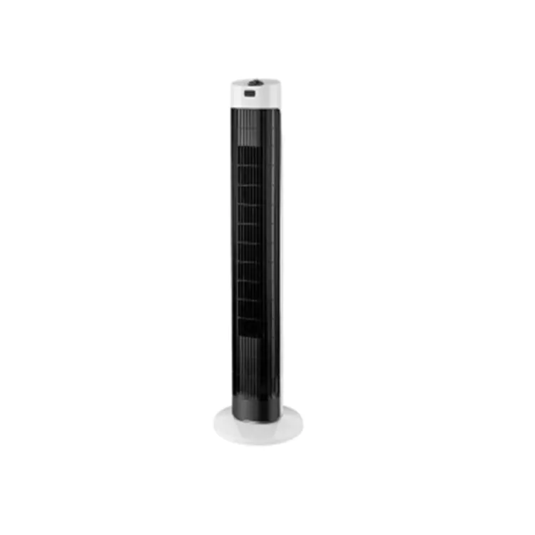 Ventilador de torre sem lâmina preto e branco minimalista para uso doméstico